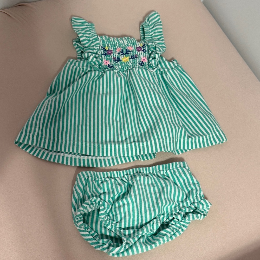 Carter's Green Striped Diaper Cover Set